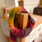 Variegated Crochet Scarf, Coral reef warm bright colours