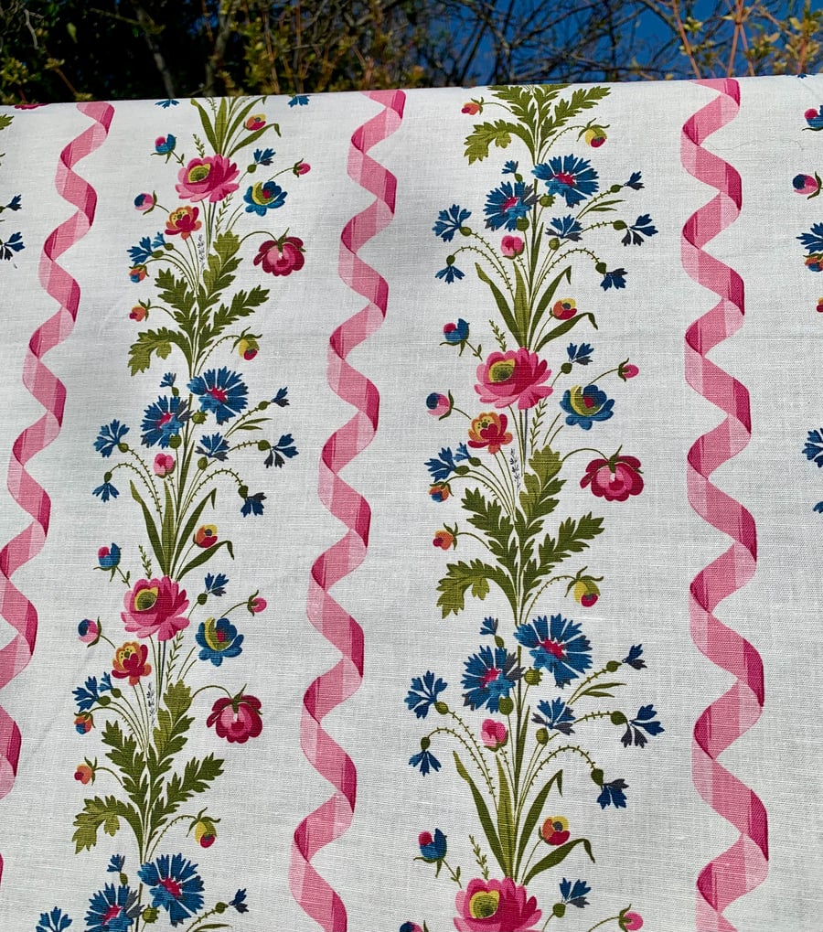 Pretty French Floral Shabby Chic Cottage Core 60s 70s ROMANEX Vintage Fabric