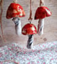 ceramic hanging mushroom dark orange small - Image 3
