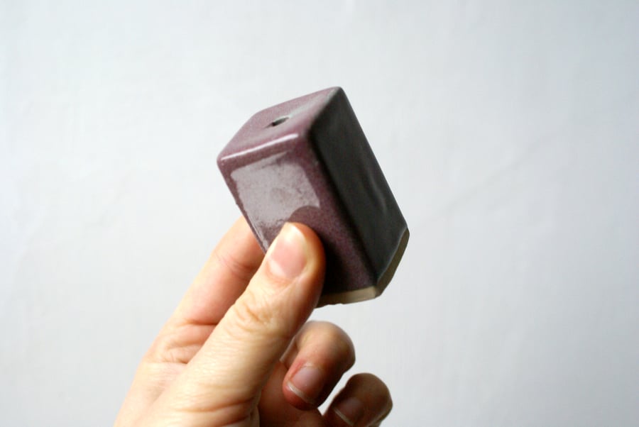 Sample sale - Set of two tall rectangular bathroom light pulls glazed in purple