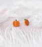 Handmade Polymer Clay Pumpkin Stud Earrings: Autumn Halloween Jewelry