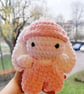 Handmade Crochet Bunny Plushie in Soft Pink Outfit