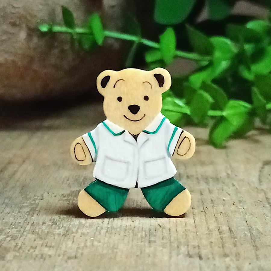 Occupational Therapist Gift, Handmade Personalised Therapist Bear Lanyard Pin