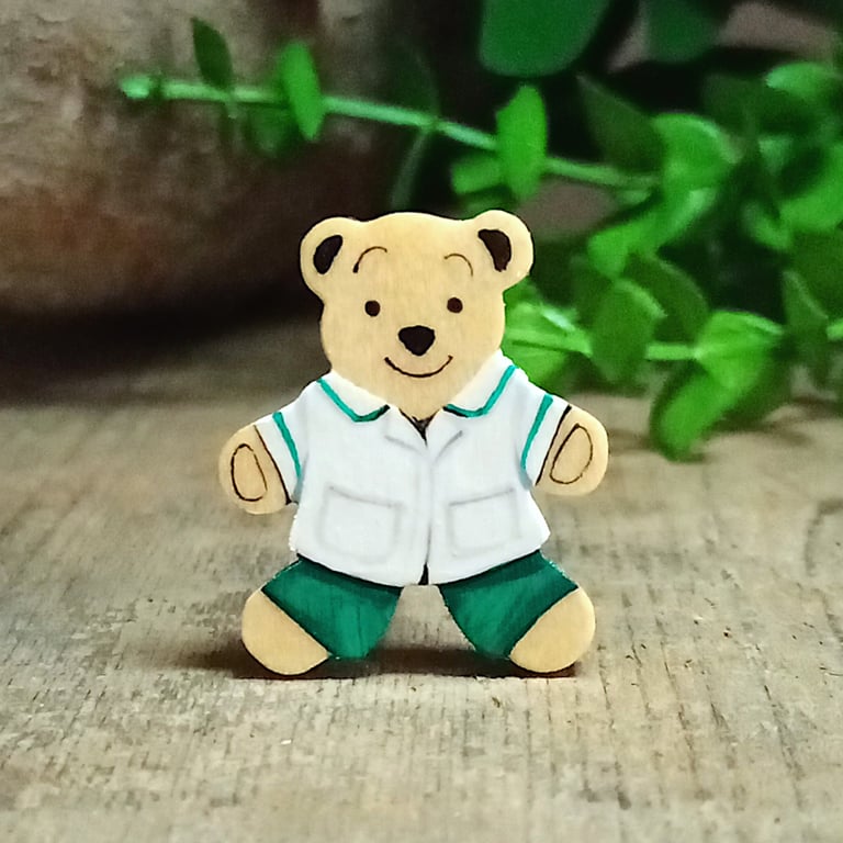 Occupational Therapist Gift, Handmade Personalised Therapist Bear Lanyard Pin