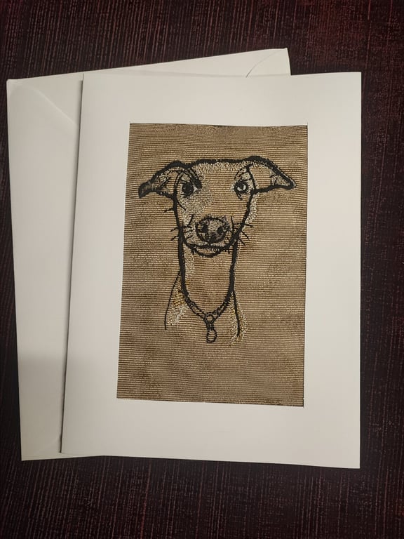 Card with Embroidery of dog