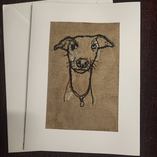 Card with Embroidery of dog