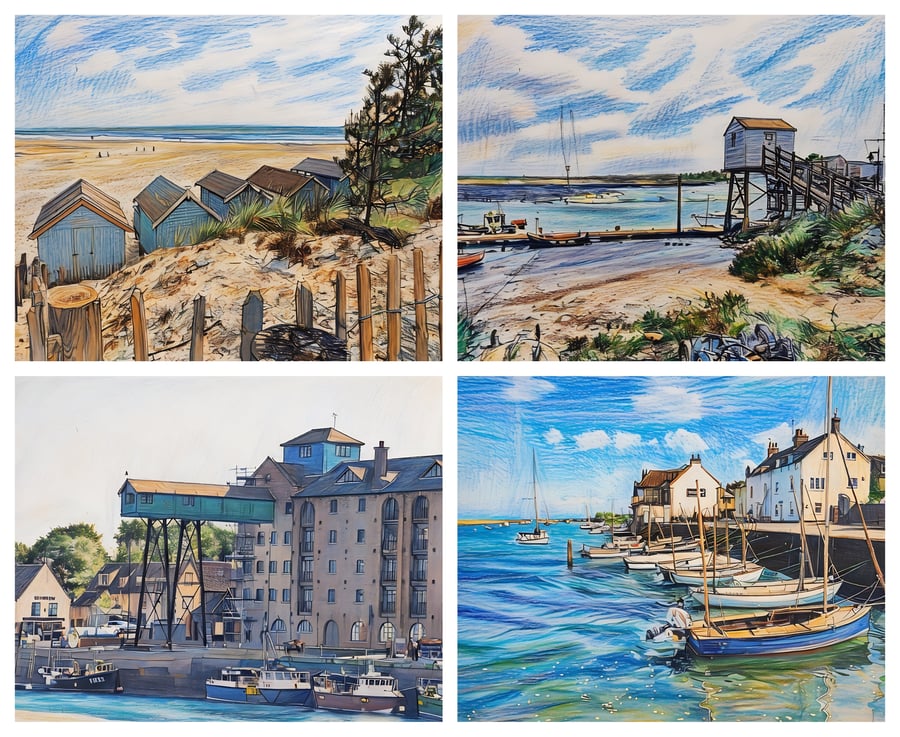 Pack of 4 Mixed Cards A5 Wells-Next-Sea Norfolk Coast 