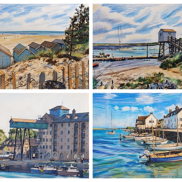 Pack of 4 Mixed Cards A5 Wells-Next-Sea Norfolk Coast 