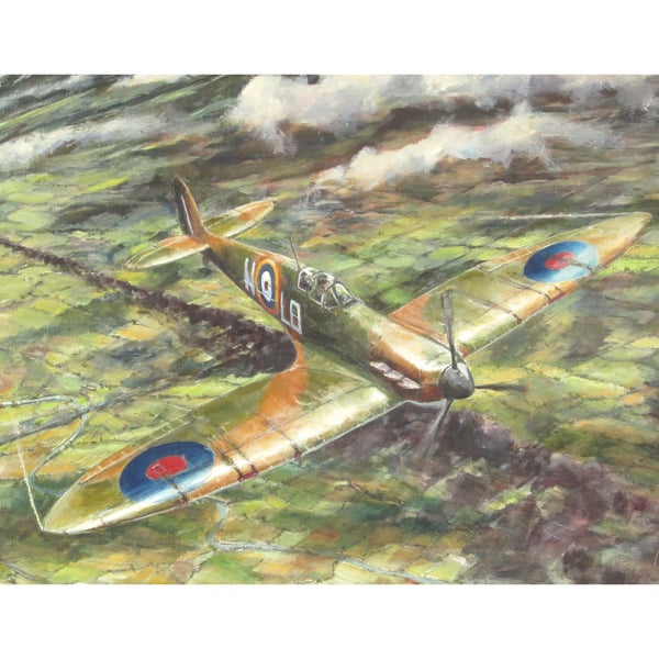SPITFIRE Aviation Greeting Card-Vintage Aircraft Art Card-WW2 Battle Of Britain 