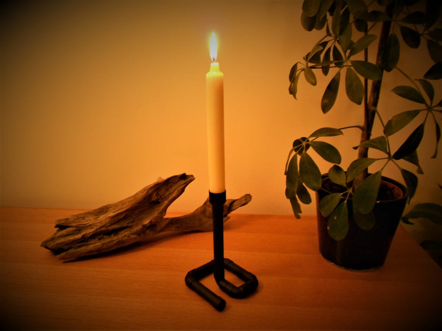 Copper pipe candle holder (painted)