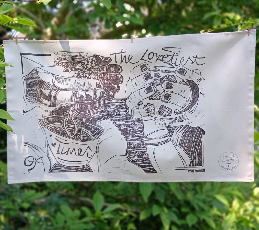 'Catching Up' Tea Towel