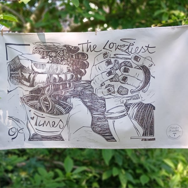 'Catching Up' Tea Towel