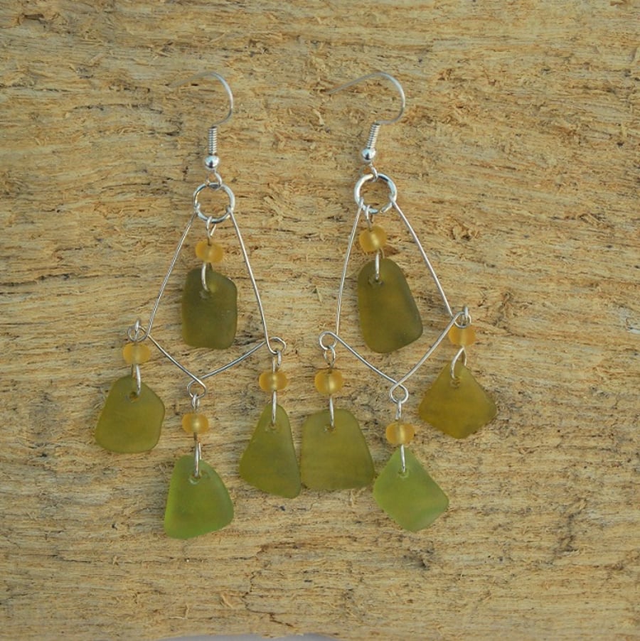 Olive glass earrings