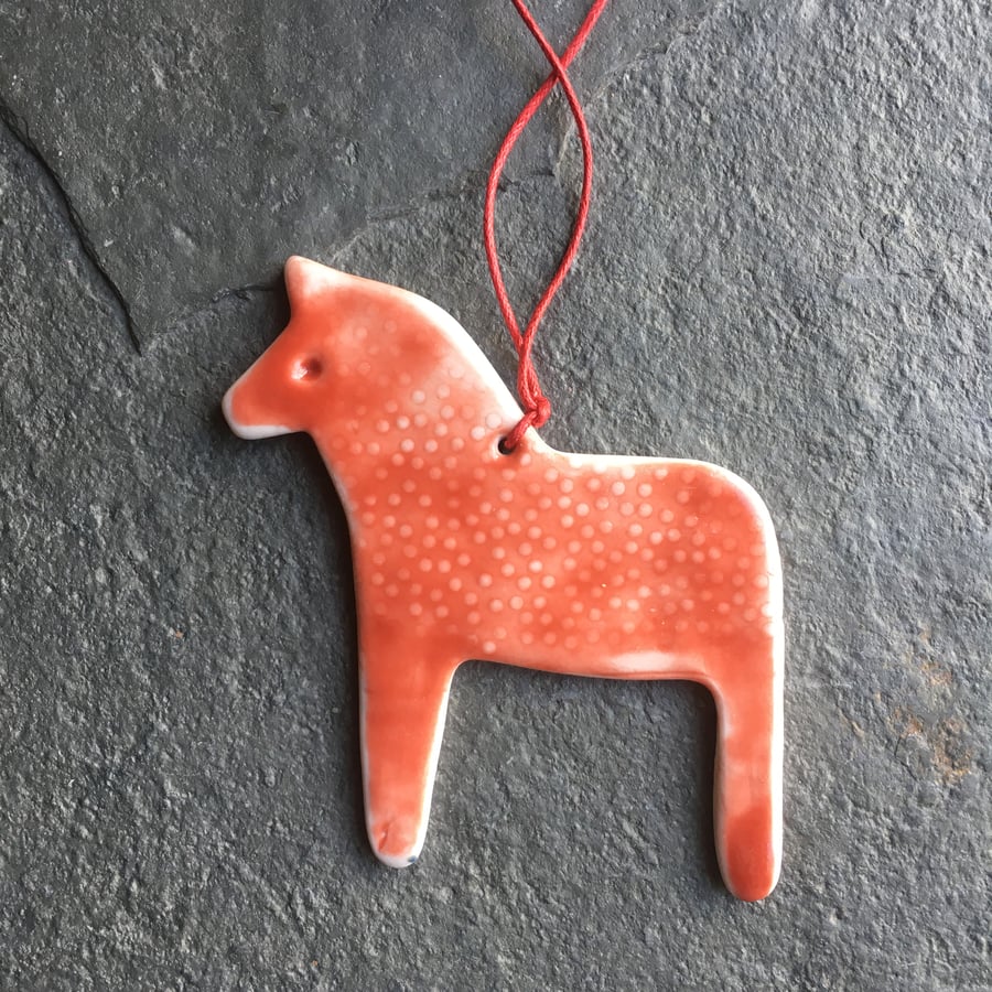 Dala Horse Christmas hygge Decoration red Scandi from The Porcelain Menagerie