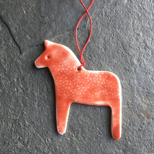 Dala Horse Christmas hygge Decoration red Scandi from The Porcelain Menagerie