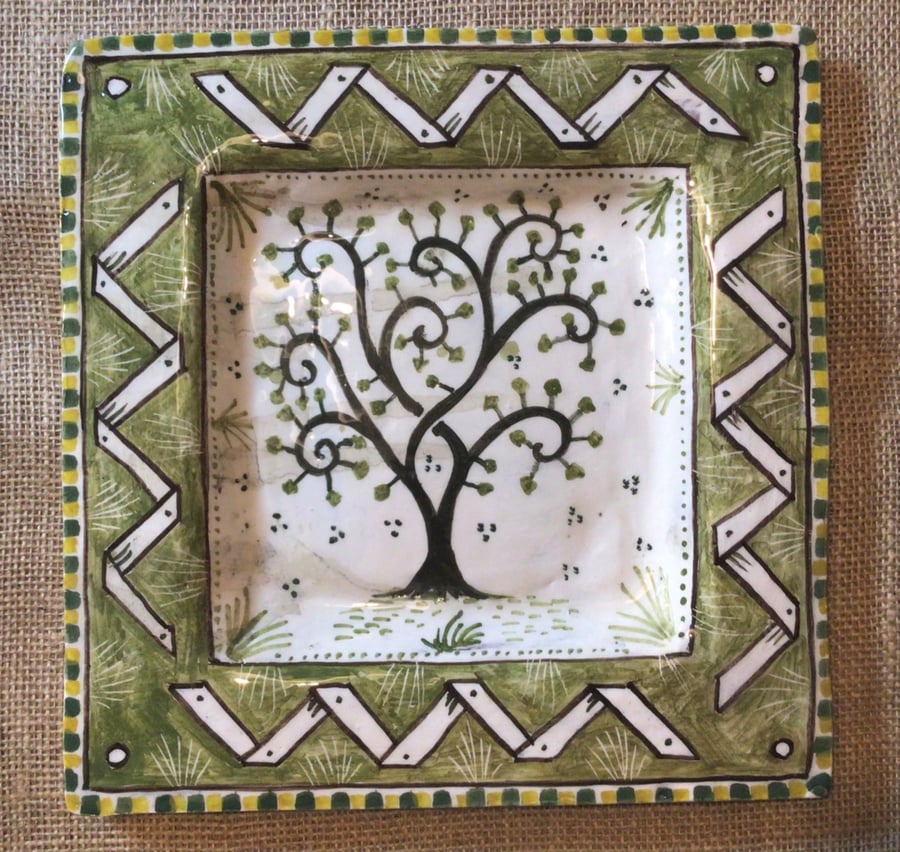 Summer Seconds Square slipware dish