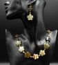  Jade and bronze carved flower drop earrings, Taurus jewelry - Image 7