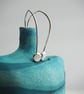 Silver Drop Earrings, hammered recycled silver pebble drop earrings - Image 5