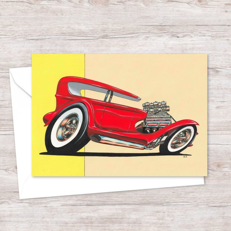 Custom Car Greeting Card: Hand Drawn Illustration for a Car Lover (403)