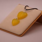 Resin Glitter 2 Hearts Dangle Necklace