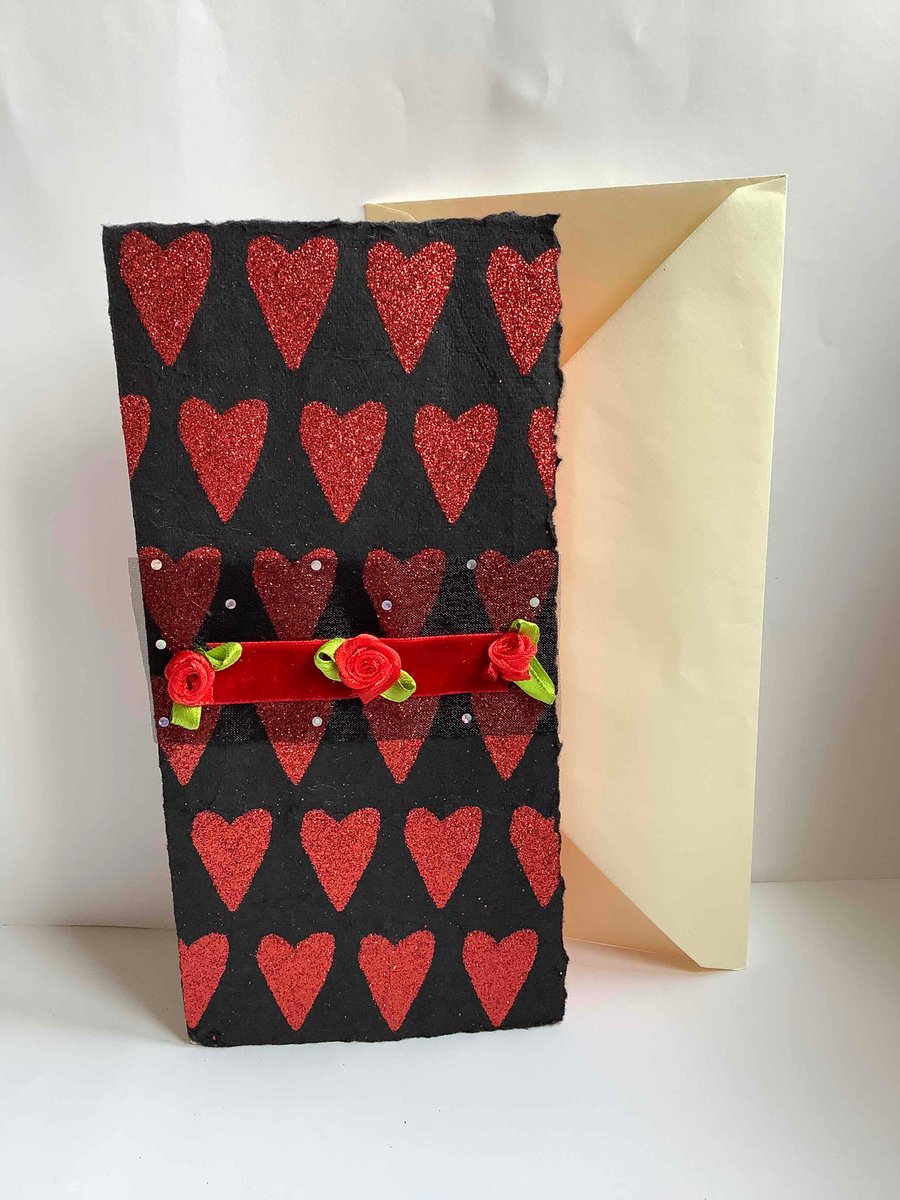 Ruby red hearts card