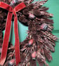 30cm Autumn Dried Wreath & Rust Velvet Ribbon – Fall Harvest Home Decor - Image 3
