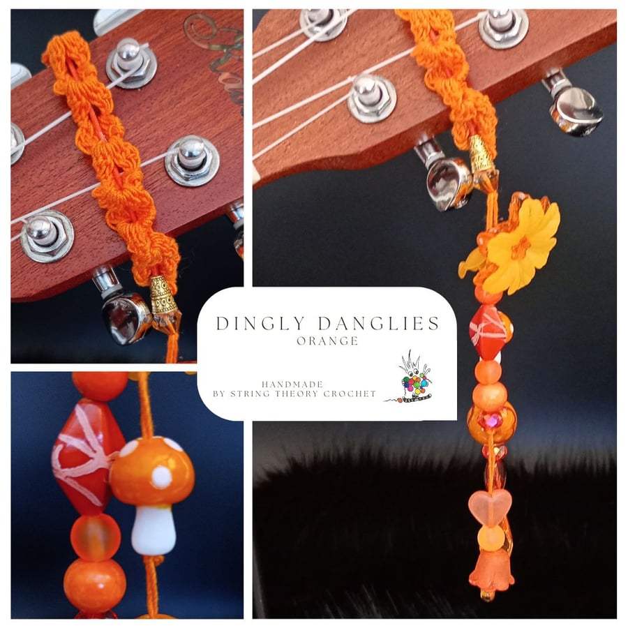 Orange Dingly Dangly   Ukulele Headstock Wrap