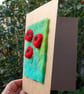 Poppies, Hand Stitched Blank Greetings card,   Needlefelt wool card - Image 3