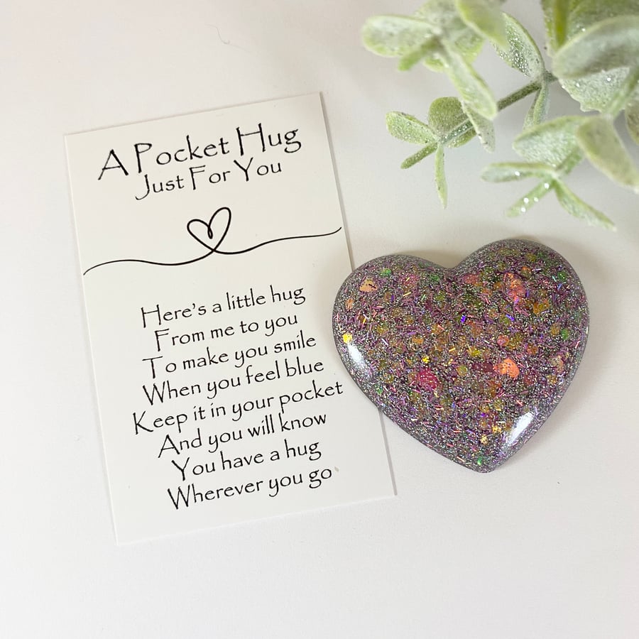 Mermaid Kisses Glitter Resin Pocket Hug Heart & Card
