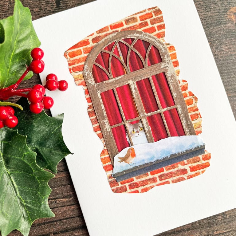 Cat christmas card, persian cat card, funny cat card, card for cat lover