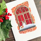 Cat christmas card, persian cat card, funny cat card, card for cat lover