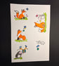 A4 card topper page using Penny Black stamps - Three foxes plus bonus image