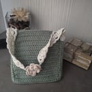 Children and toddlers crochet bag with flower detail.