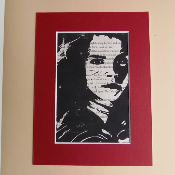Lino Print Hermione Grainger Fan Art Book Page Gift Idea Emma Watson