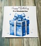 Birthday Card For Boy or Girl Blue Present Happy Birthday Card Son Grandson Neph - Image 3
