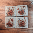 Poppy Decoupaged Slate Coasters Set of 4