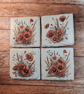 Poppy Decoupaged Slate Coasters Set of 4
