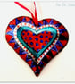 Handmade Small Red and Blue Metal Heart Decoration.  - Image 1