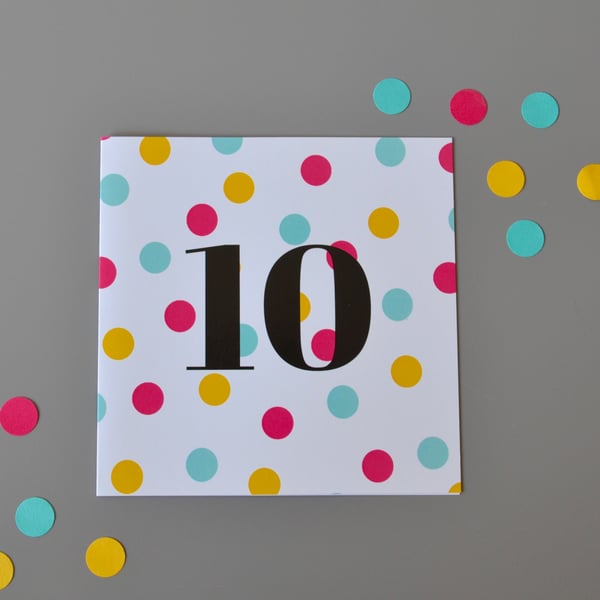10th Birthday Card for Girl, Age Ten, Tenth Birthday Card
