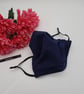 Face mask, medium,  navy, 3 layer, nose wire,  adjustable.   - Image 4