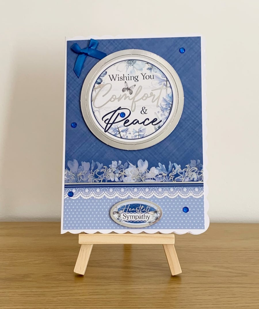 Handmade Silver Foiled Luxury Heartfelt Sympathy Card