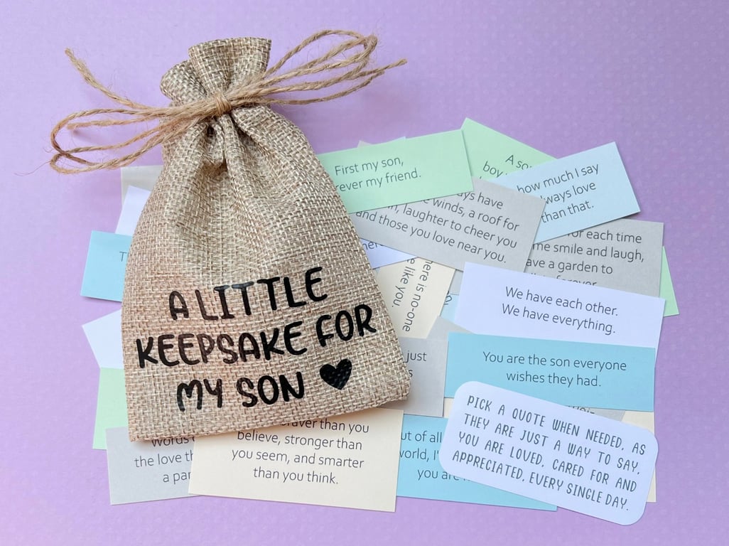 Son Quote Keepsake Bag, 31 Quotes, Sentimental Presents Gifts For Sons