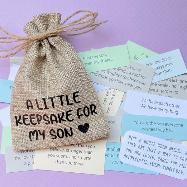 Son Quote Keepsake Bag, 31 Quotes, Sentimental Presents Gifts For Sons
