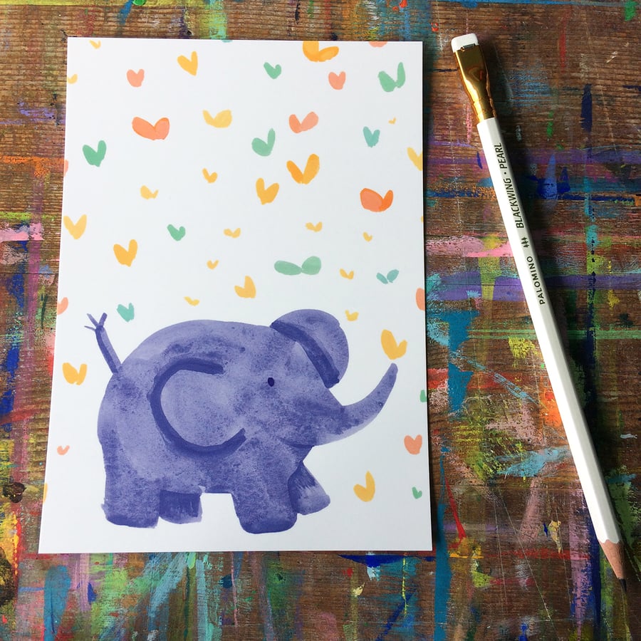 Baby Elephant with Butterflies Mini Digital Art Print -cute nursery decor 