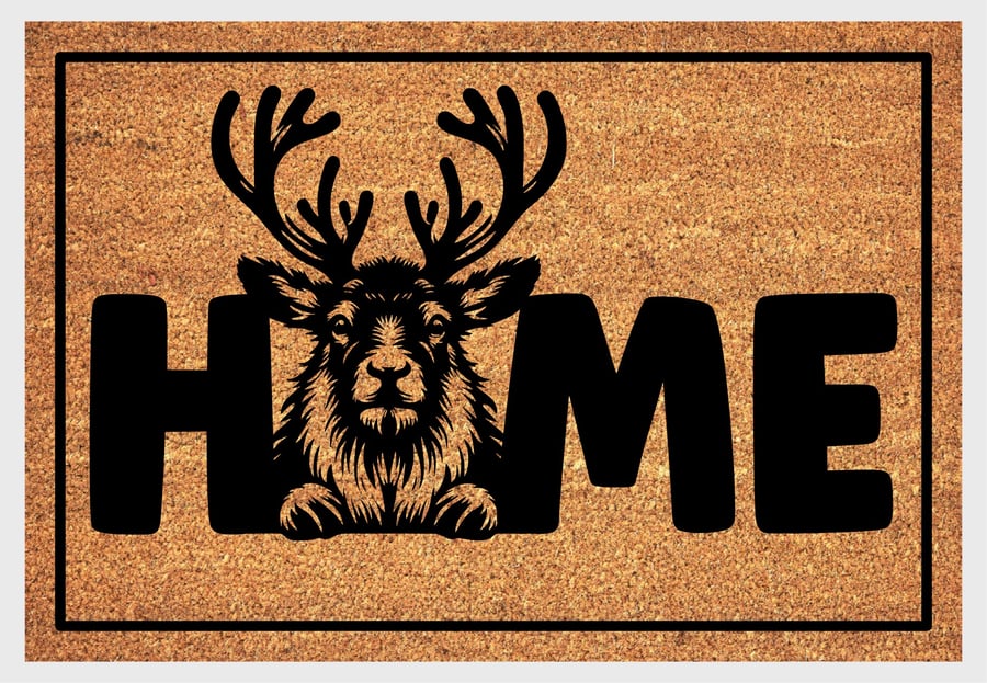 Reindeer Home Door Mat No.2 - Reindeer Welcome Mat - 3 Sizes