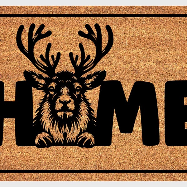 Reindeer Home Door Mat No.2 - Reindeer Welcome Mat - 3 Sizes