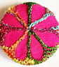 One Inch Badge Flower Fabric Badge with Free Machine Embroidery 