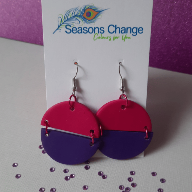 Purply Pink Split Circle Earrings