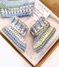 Crochet Baby Hat & Booties Set - Blue & Green Variegated Yarn - Image 3