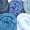 Set of blue merino wools, needle felting wools, wet felting wools 